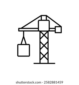 Construction crane icon logo sign set vector outline