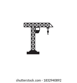 Construction crane icon, monochrome icon.
