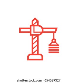construction crane icon on white, linear style