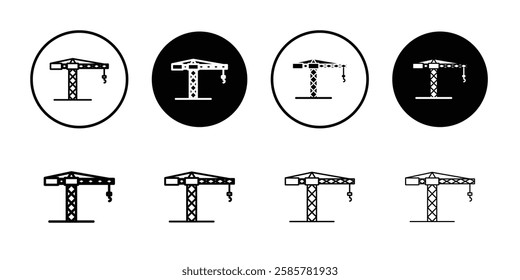 Construction crane icon Outline thin set pack series