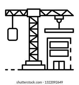 Construction crane icon. Outline construction crane vector icon for web design isolated on white background