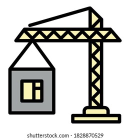 Construction crane icon. Outline construction crane vector icon for web design isolated on white background