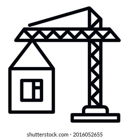 Construction crane icon. Outline construction crane vector icon for web design isolated on white background