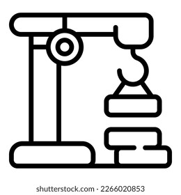 Vector de contorno de icono de grúa de construcción. Constructor de personas. Ingeniera