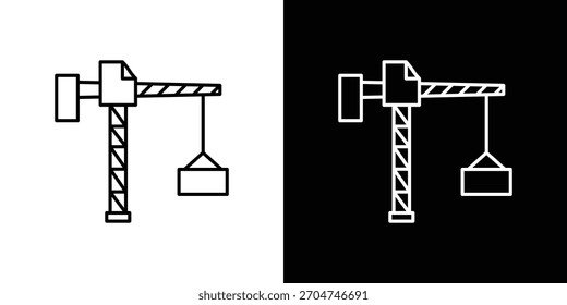 Ícone de guindaste de construção pixel perfeito. Símbolo de estrutura de tópicos. Desenho linear simples.