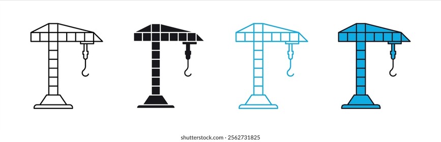 construction crane icon set. heavy machinery crane icon. vector illustration