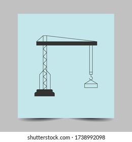 Construction Crane icon. silhouette construction crane tower background. vector illustration