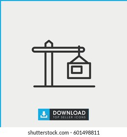 construction  crane icon. simple outline construction  crane vector icon. on white background.