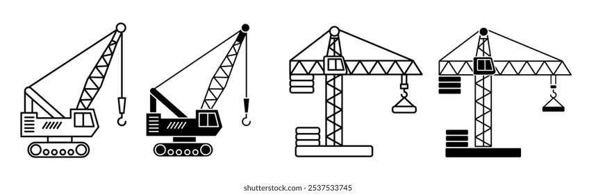 Construction crane icon, simple style