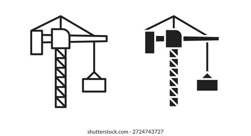Vectores simples del icono de la grúa de la construcción en negro, convenientes para los proyectos