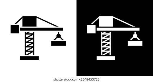 Construction crane icon symbol collection. Flat vector stock illustration.