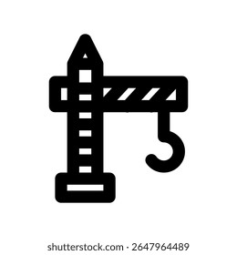 Construction crane icon thick bold line 