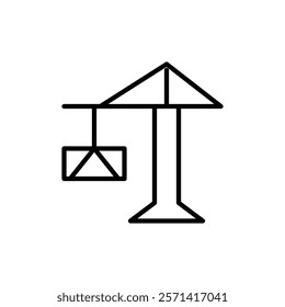 Construction crane icon Thin line vector