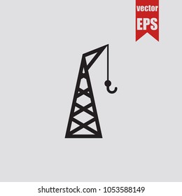 Construction crane icon in trendy isolated on grey background.Vector illustration.