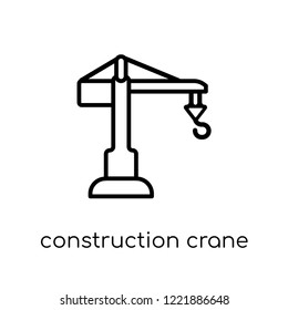 construction crane icon. Trendy modern flat linear vector construction crane icon on white background from thin line general collection, editable outline stroke vector illustration