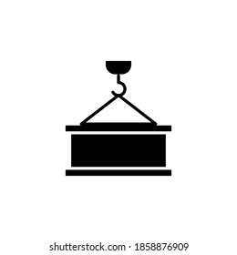diseño de estilo glifo vectorial de icono de grúa de construcción. aislado en fondo blanco