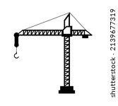 Construction crane Icon. Vector illustration of crane tower isolated on white background. Industrial lifting equipment. Building, constructing concept.