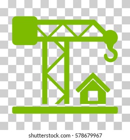 Construction Crane icon. Vector illustration style is flat iconic symbol, eco green color, transparent background. Designed for web and software interfaces.