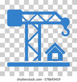 Construction Crane icon. Vector illustration style is flat iconic symbol, cobalt color, transparent background. Designed for web and software interfaces.