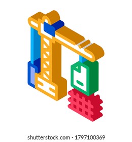 construction crane icon vector. isometric construction crane sign. color isolated symbol illustration