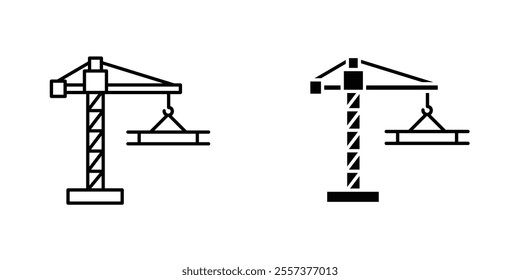Construction crane Icon vector. liner and flat style icons set.
