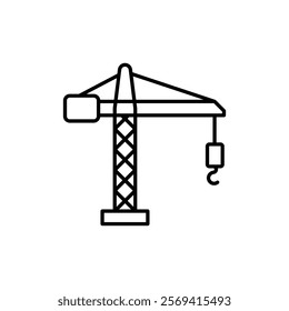Construction crane icon Vector logo outline