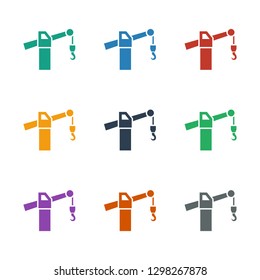 construction crane icon white background. Editable filled construction crane icon from construction. Trendy construction crane icon for web and mobile.