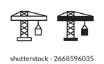Construction Crane Icons in Line Art with White Background