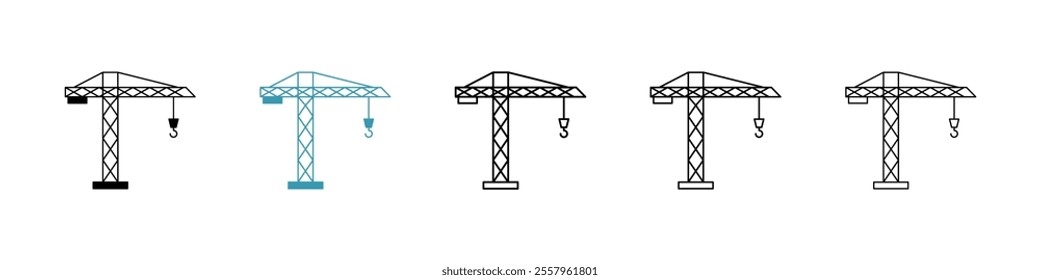 Construction crane icons pack in black and blue.