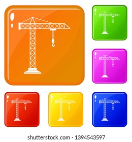Construction crane icons set collection vector 6 color isolated on white background