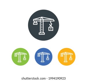 Iconos de la grúa de construcción. Símbolo de la grúa de la torre.