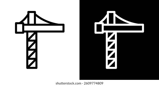 Construction crane icons vector set in stroke line style