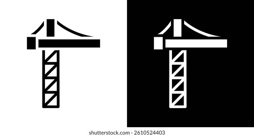 Construction crane icons vector set in solid flat style