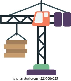 construction crane illustration in minimal style isolated on background