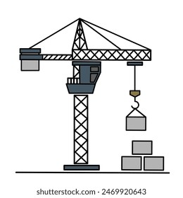 Grúa de torre de construcción, proceso de construcción, equipo pesado