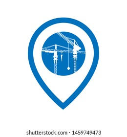 construction crane inside location pin icon