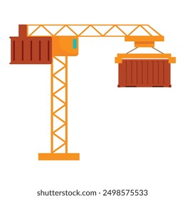 Construction crane lifting a container, a symbol of logistics, building, and industrial activities