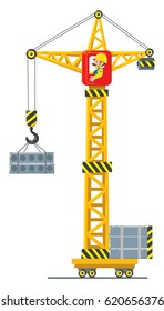 Construction crane lifts the load