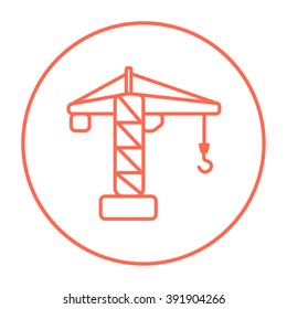 Icono de línea de grúa de construcción.