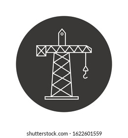 Construction Crane line Icon flat design