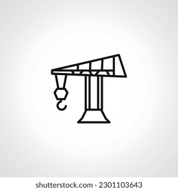Construction crane line icon. Construction lift outline icon.