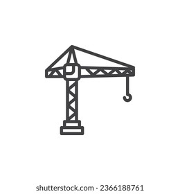 Construction crane line icon. linear style sign for mobile concept and web design. Tower crane outline vector icon. Symbol, logo illustration. Vector graphics
