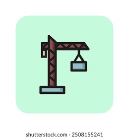 Construction crane line icon. Machine, site, building concept. Can be used for topics like engineering, architecture, loading