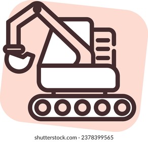 Construction crane loader; illustration or icon; vector on white background.