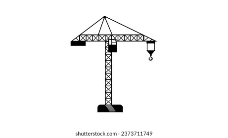 grúa de construcción, silueta negra aislada