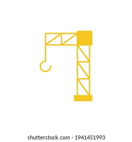 Construction crane machine icon  in color icon, isolated on white background 