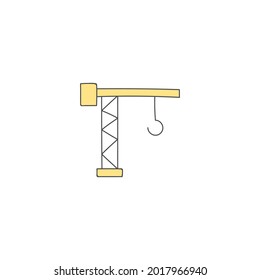 Icono de máquina de grúa de construcción en icono de color, aislado en fondo blanco 