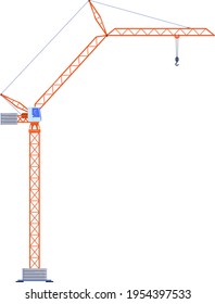 Construction crane machine technique, vehicle truck, isolated on white, forklift car, industrial bulldozer, flat style vector illustration. Heavy equipment, backhoe, material loading