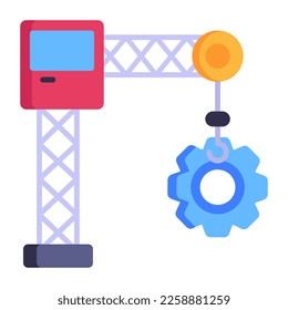 Gestión de grúas de construcción, icono plano con instalaciones editables 