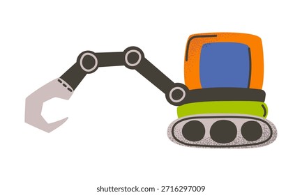 Baukran auf Schienen Spielzeug. Transportwagen für Kinderdesign, Kindergartendekoration, Babyartikel, Plakate. Vektorgrafik